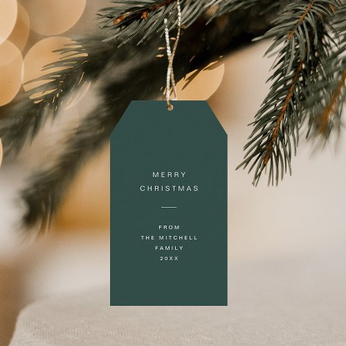 Modern and Minimal Typography  Green Christmas Gift Tags