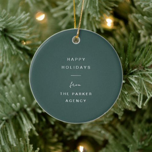 Modern and Minimal Typography  Green Corporate Ceramic Ornament