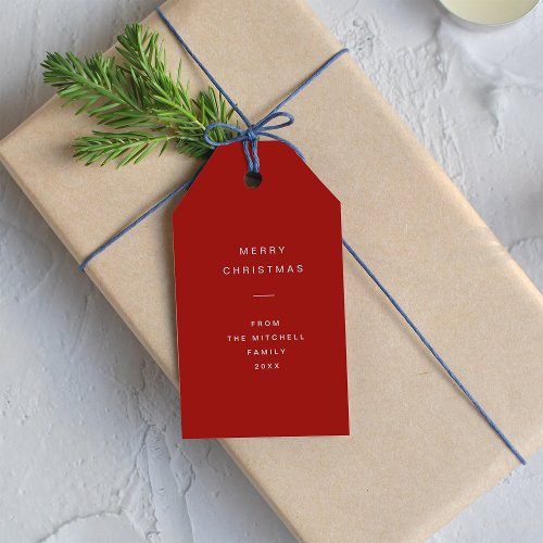 Modern and Minimal Typography  Red Christmas Gift Tags