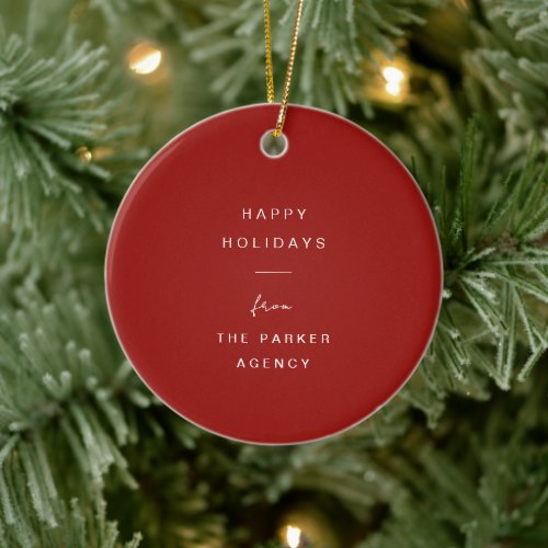 Modern and Minimal Typography  Red Corporate Ceramic Ornament