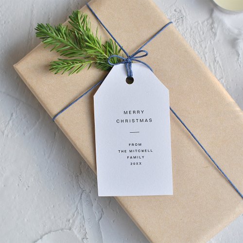 Modern and Minimal Typography  White Christmas Gift Tags