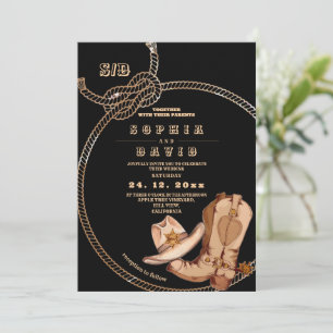 Modern and Minimal Western Cowboy Boots Wedding  Invitation