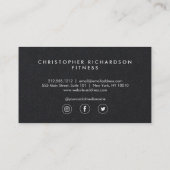 Modern and Minimal White Ink on Black Business Card (Back)