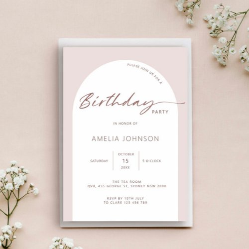 Modern and minimalist arch birthday party invitati invitation