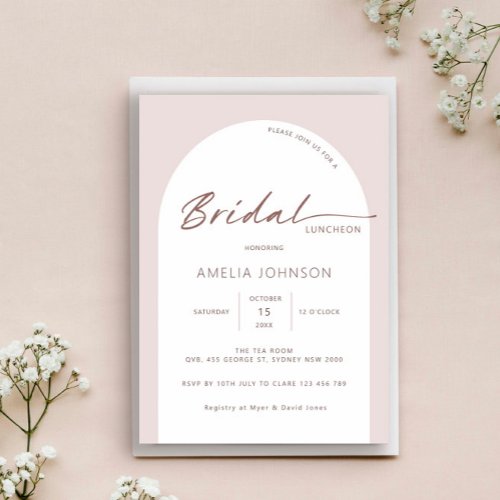 Modern and minimalist arch bridal luncheon invitation