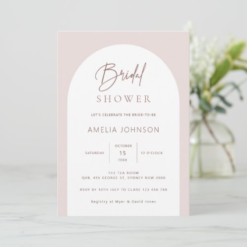 Modern and minimalist arch bridal shower invitatio invitation