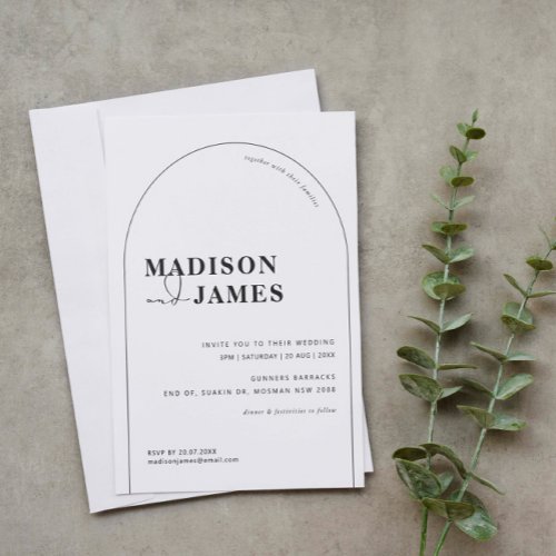 Modern and minimalist arch wedding invitation