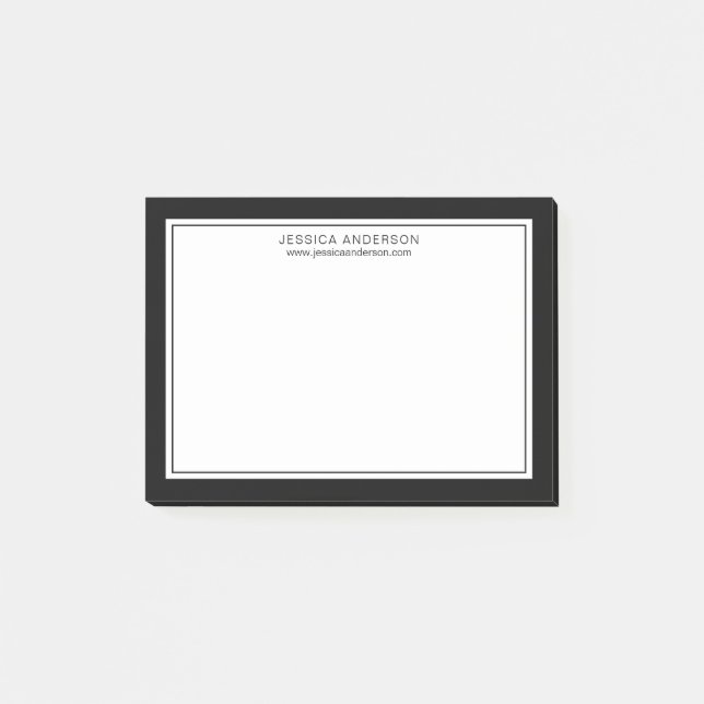 Modern And Minimalist Black Borders Personalized Post-it Notes (Front)