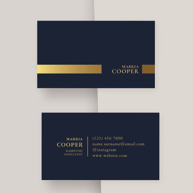  Modern and Minimalist Gold Navy Blue Professional Business Card (Creator Uploaded)
