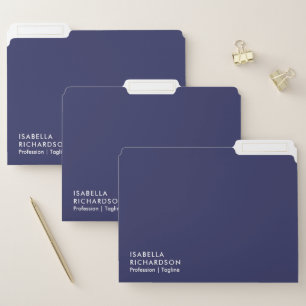 Modern And Minimalist Navy Blue File Folder
