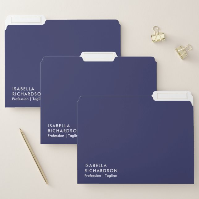 Modern And Minimalist Navy Blue File Folder (Set)