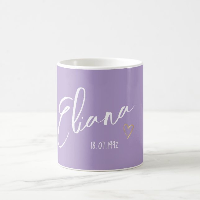 Modern and Minimalist Personalized Purple Name  Coffee Mug (Center)