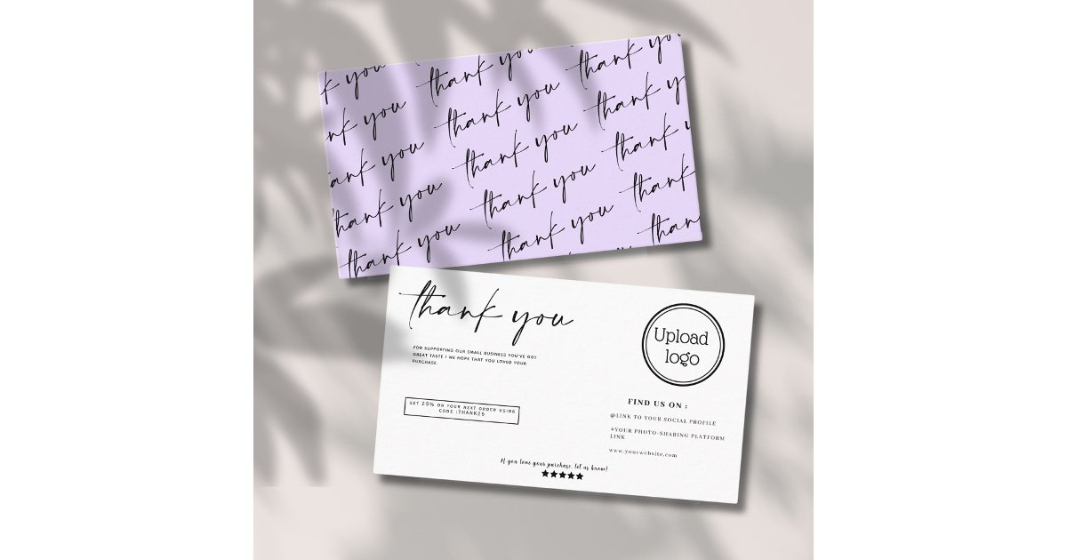 Modern and minimalist purple thank you business card | Zazzle