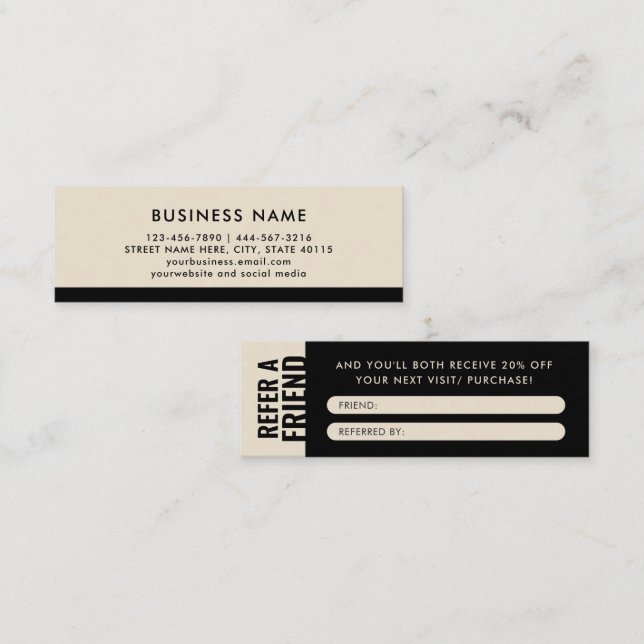 Modern and Minimalist Refer a Friend Referral Mini Business Card (Front/Back)
