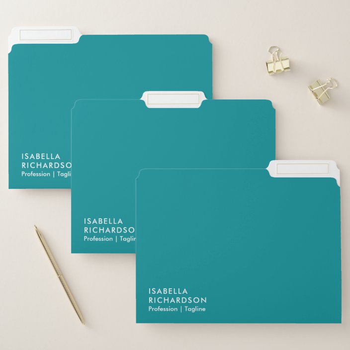 Modern And Minimalist Teal File Folder | Zazzle.com