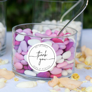 Modern and Minimalist typography thank you wedding Classic Round Sticker