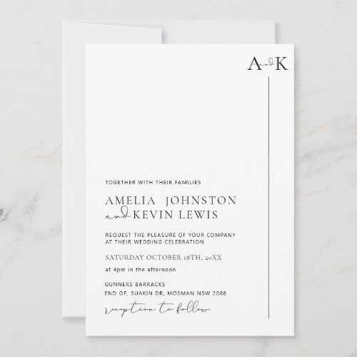 Modern and minimalist typography wedding invitatio invitation