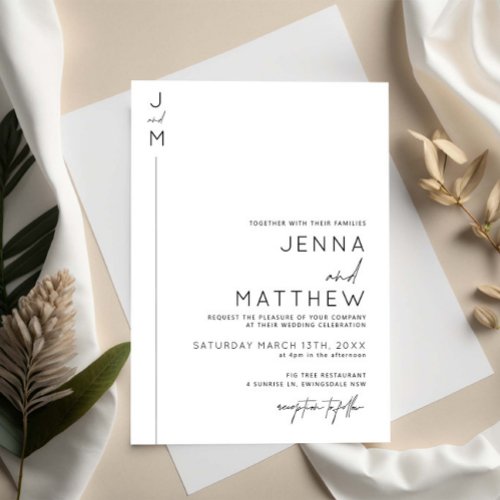 Modern and minimalist typography wedding invitation