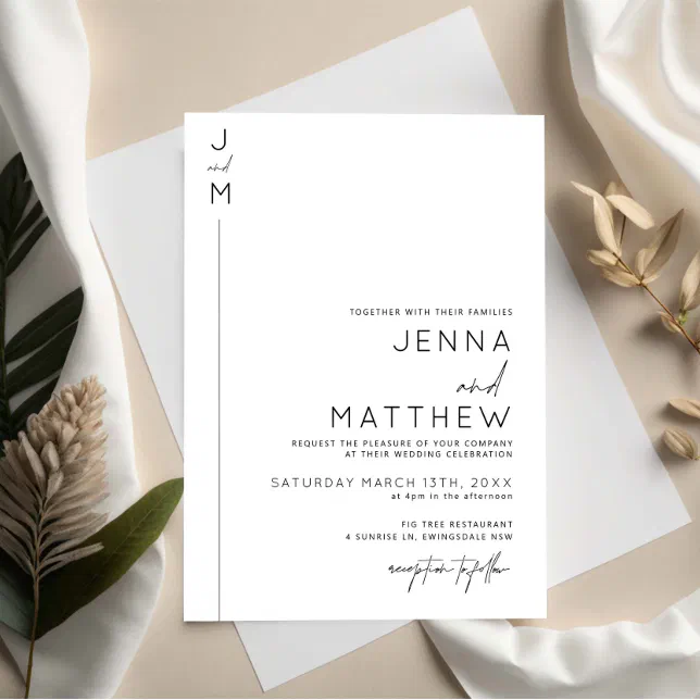 Modern and minimalist typography wedding invitation | Zazzle