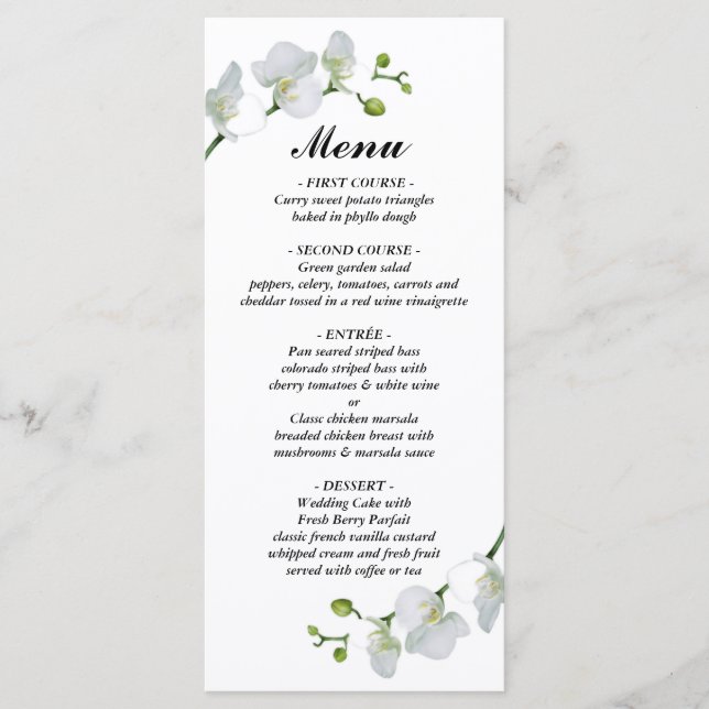 Modern and minimalist whit withe orchid menu (Front)