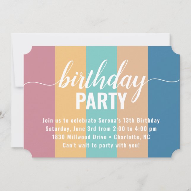 Modern and Muted Color Swatch Birthday Invitation (Front)
