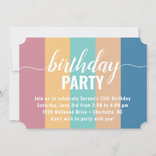 Modern and Muted Color Swatch Birthday Invitation