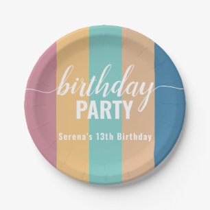 Modern and Muted Color Swatch Birthday Paper Plates