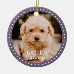 Modern and Playful Dots Pet Dog Puppy Paw Photo Ceramic Ornament