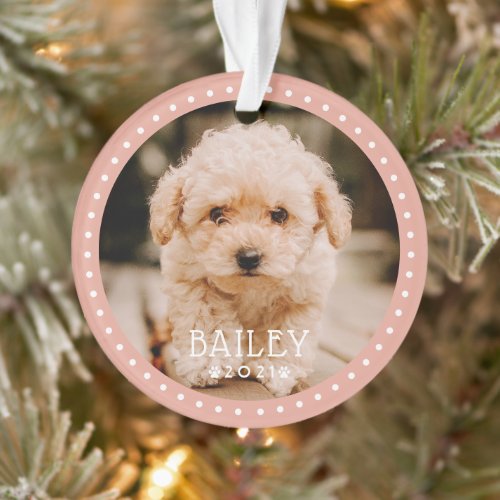 Modern and Playful Dots Pet Dog Puppy Paw Photo Ornament