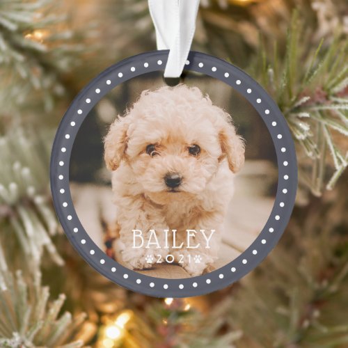 Modern and Playful Dots Pet Dog Puppy Paw Photo Ornament