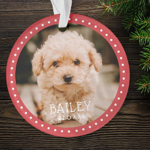 Modern and Playful Dots Pet Dog Puppy Paw Photo Ornament