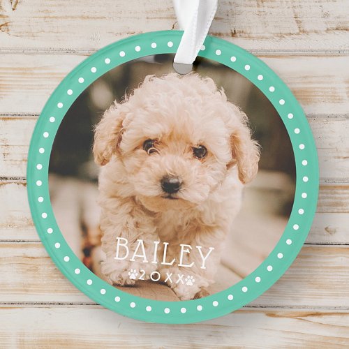Modern and Playful Dots Pet Dog Puppy Paw Photo Ornament