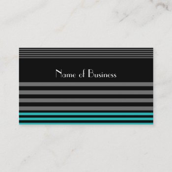 Modern And Preppy Black With Teal Stripes Business Card by PhotographyTKDesigns at Zazzle