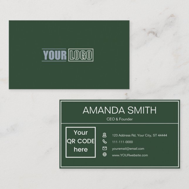 Modern and Professional Minimalist QR Code Team  Business Card (Front/Back)