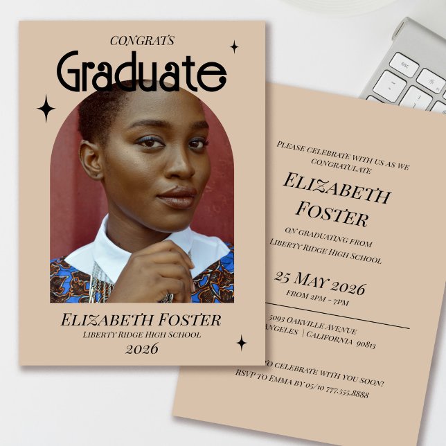 Modern and retro photo graduation Invitation (Creator Uploaded)