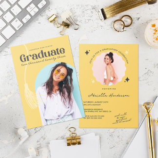 Modern and Retro Yellow Graduation Invitation