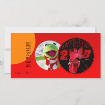 Modern And Rustic Rooster Year Photo Card by The_Roosters_Wishes at Zazzle