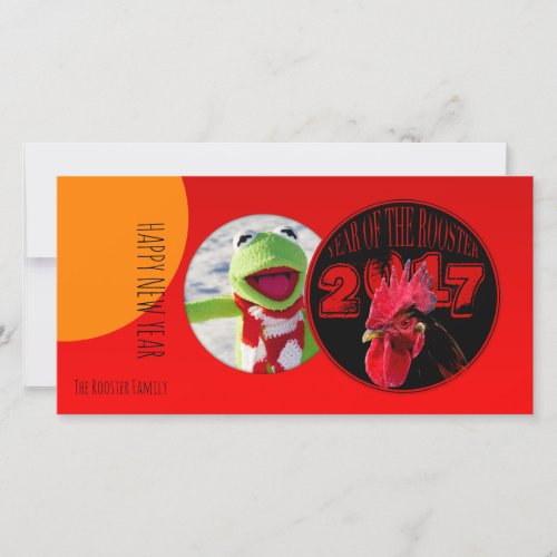 Modern and Rustic Rooster Year Photo card