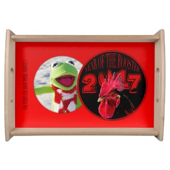 Modern And Rustic Rooster Year Photo Frame Serving Serving Tray by The_Roosters_Wishes at Zazzle