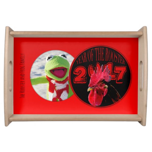 Modern and Rustic Rooster Year photo frame Serving Serving Tray