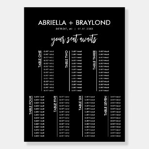 Modern and Simple 7 Table Wedding Seating Chart Foam Board