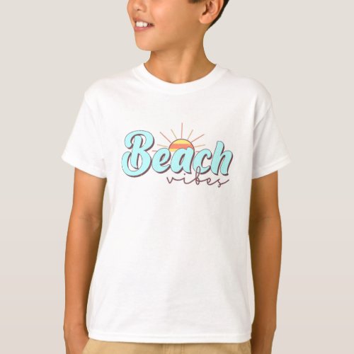 Modern and Simple Beach Vibes White Kids T_Shirt