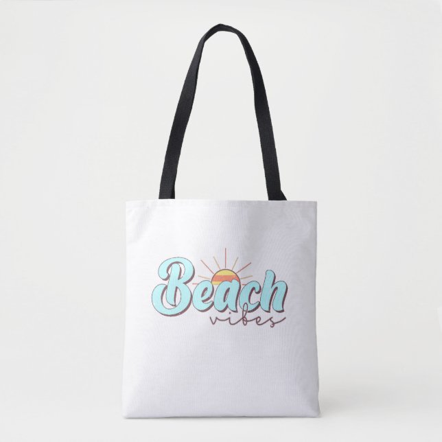 Modern and Simple Beach Vibes White Tote Bag (Front)