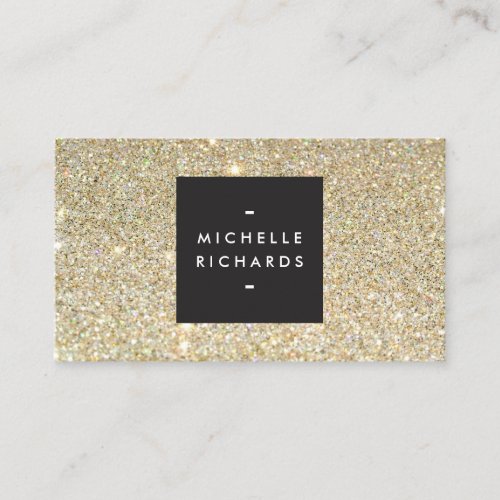 MODERN and SIMPLE BLACK BOX on GOLD GLITTER Business Cards