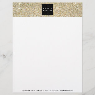 MODERN and SIMPLE BLACK BOX on GOLD GLITTER Letterhead