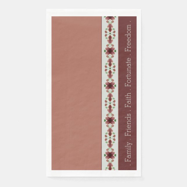 Modern And Simple Brown Floral Paper Guest Towels (Front)