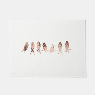Modern and Simple Faux Copper Birds   Door Mat