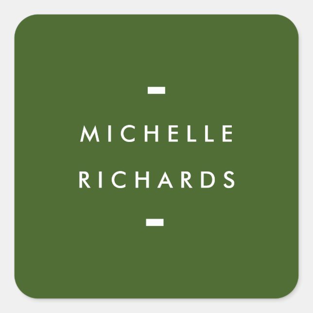 Modern and Simple Forest Green Square Sticker (Front)