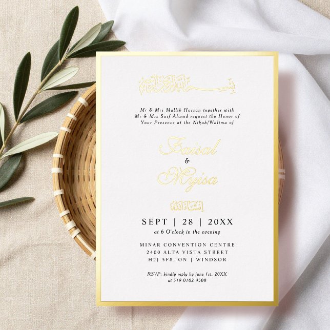 Modern and Simple Frame Islamic wedding Foil Invitation (Creator Uploaded)