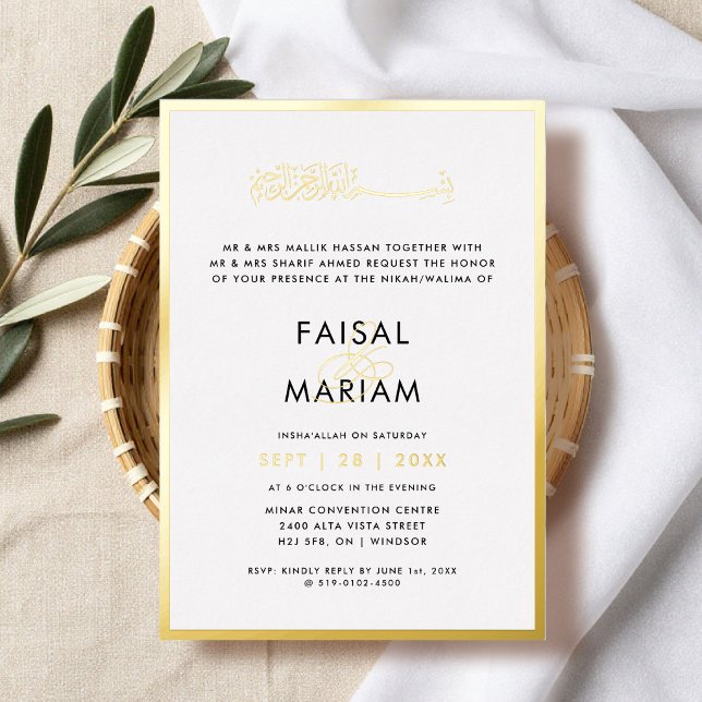 Modern and Simple Frame Islamic wedding Foil Invitation (Creator Uploaded)